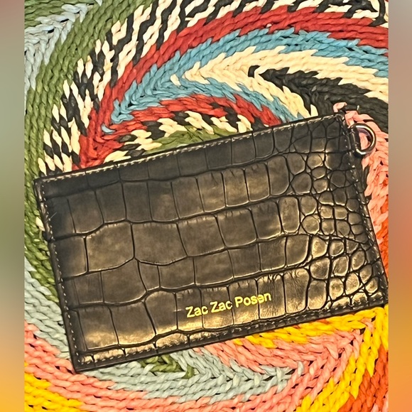 ZAC Zac Posen Black Croc-Embossed Wallet / Bag - Picture 1 of 3
